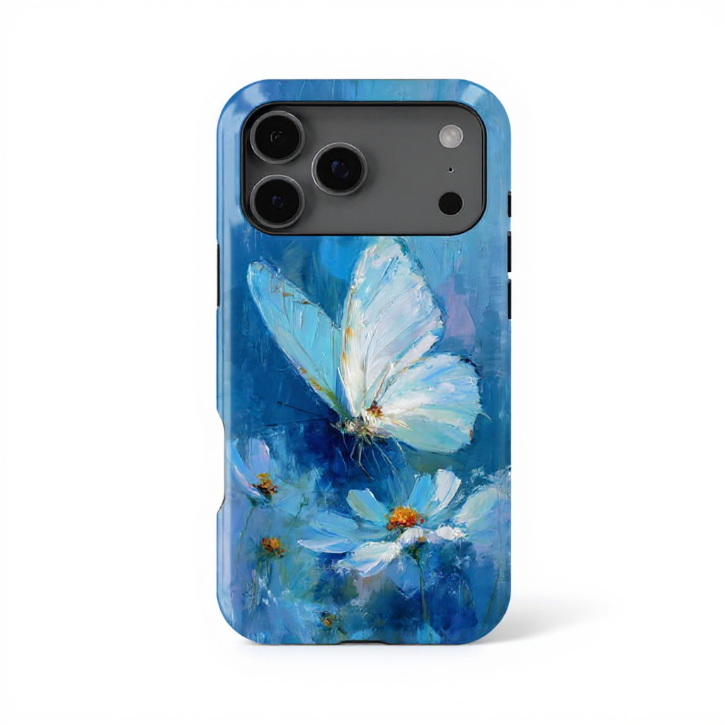 Elegant Blue Butterfly Art Tough Phone Case