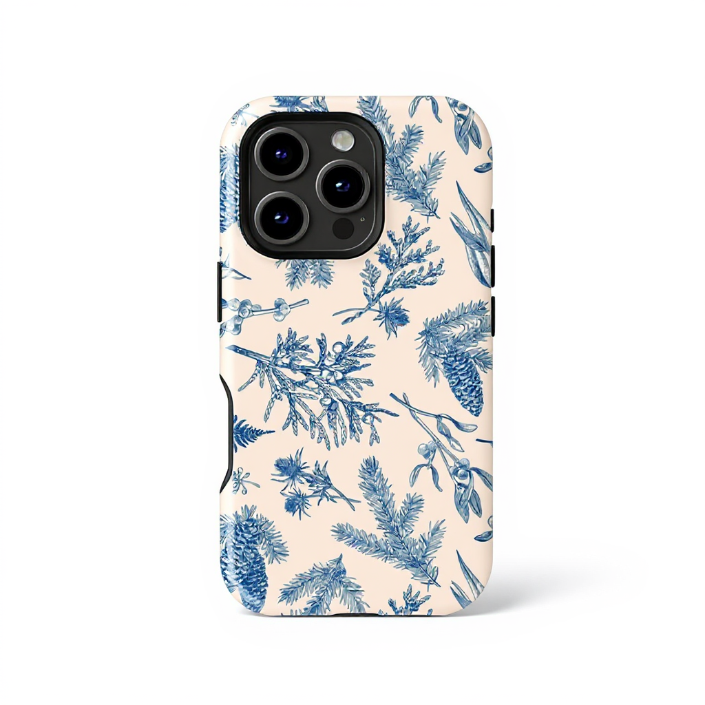 Elegant Blue Floral Pattern Tough Phone Case