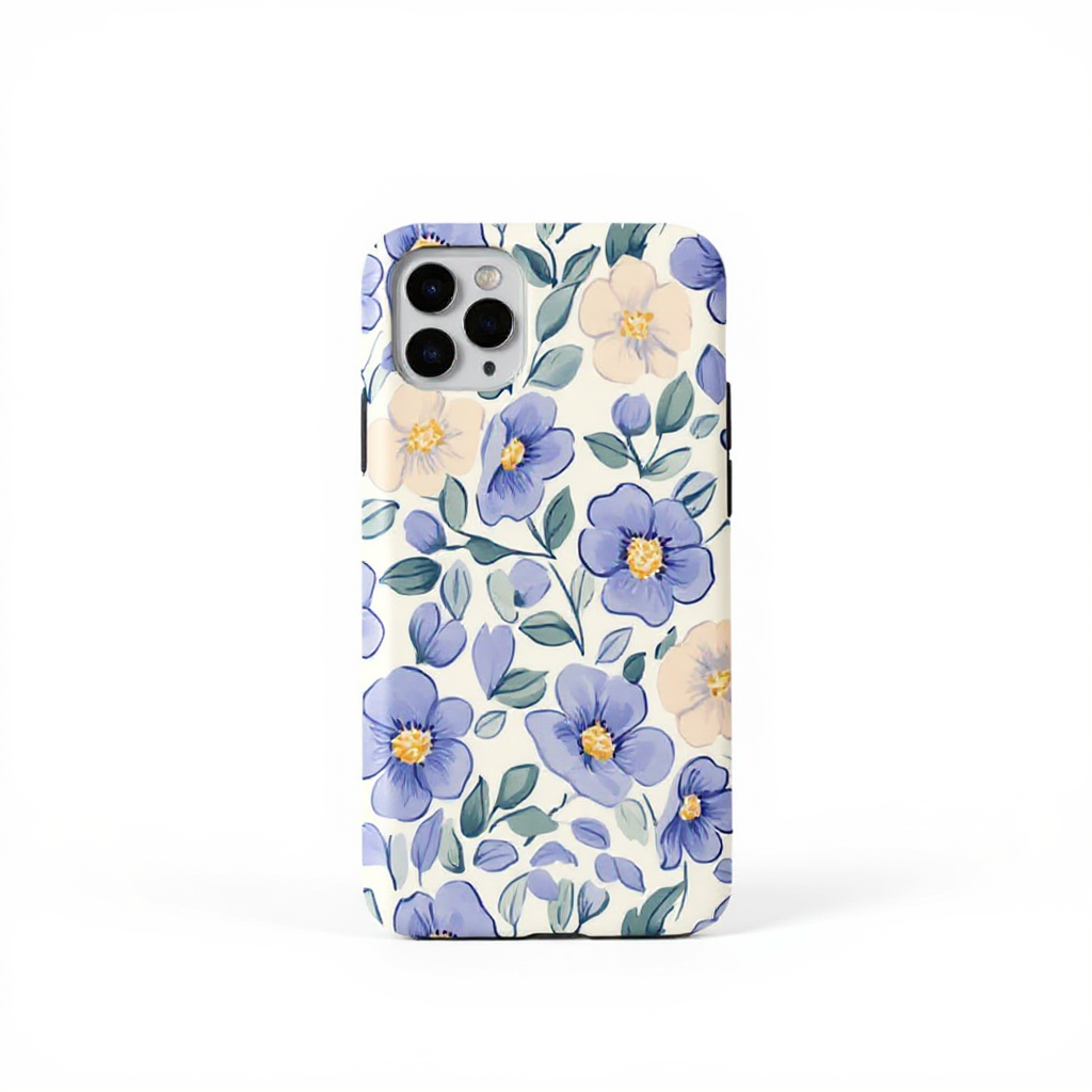Elegant Blue Floral Pattern Tough Phone Case