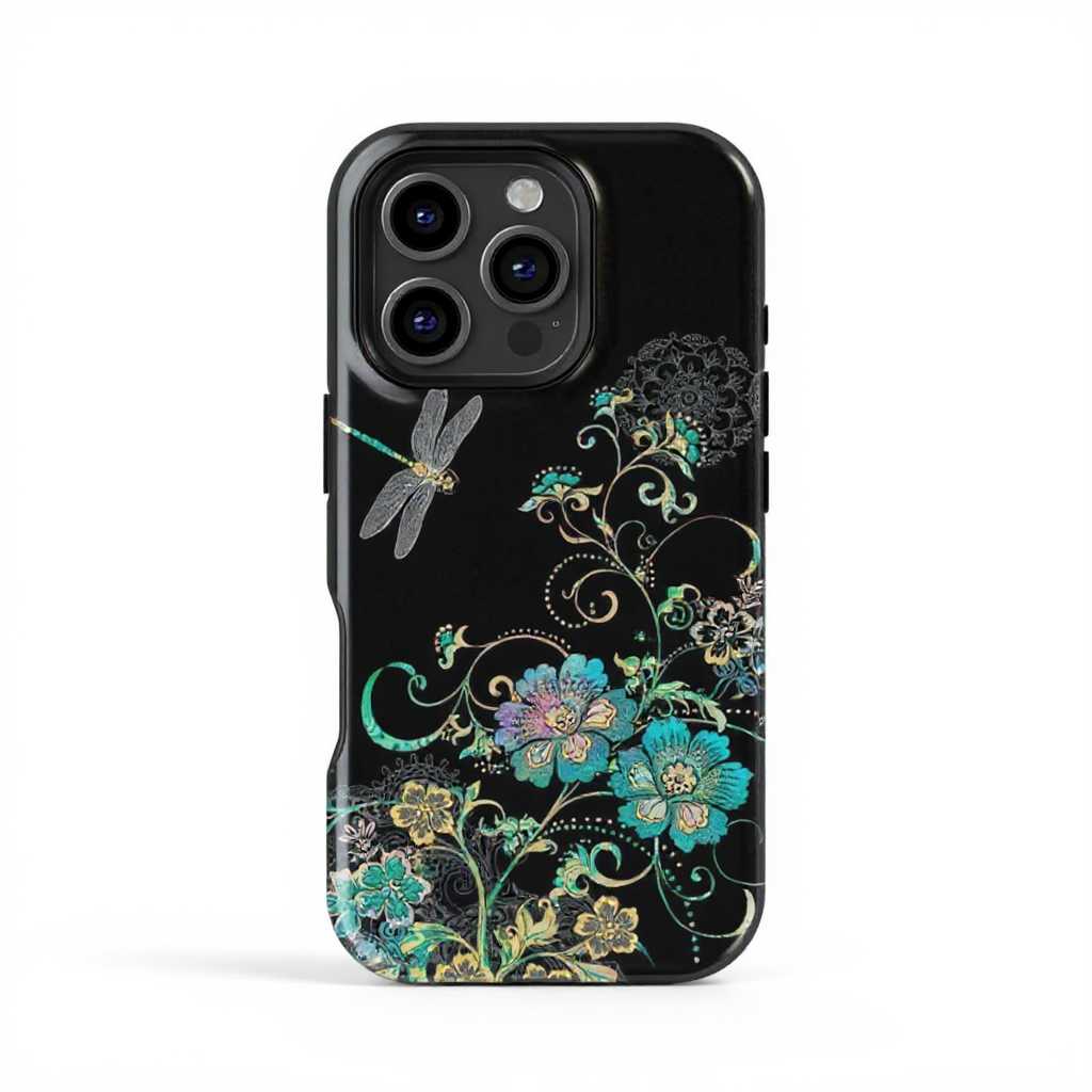 Elegant Floral Dragonfly Design Tough Phone Case