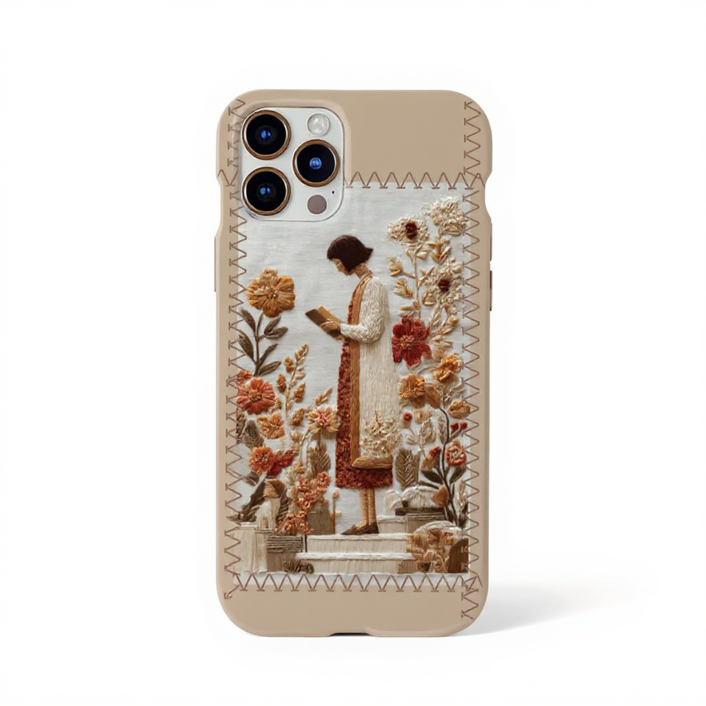 Elegant Floral Embroidery Tough Phone Case