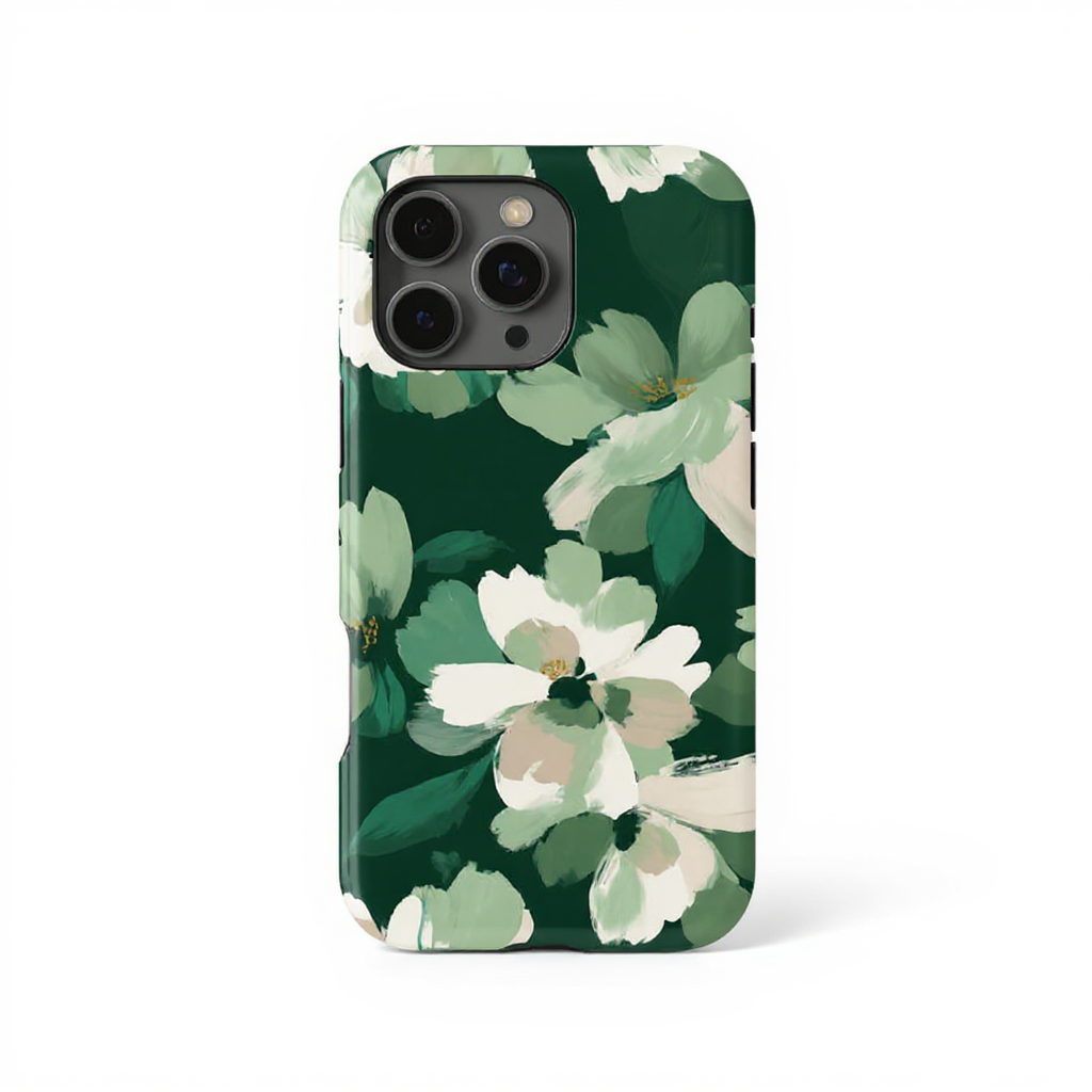 Elegant Green Floral Pattern Tough Phone Case