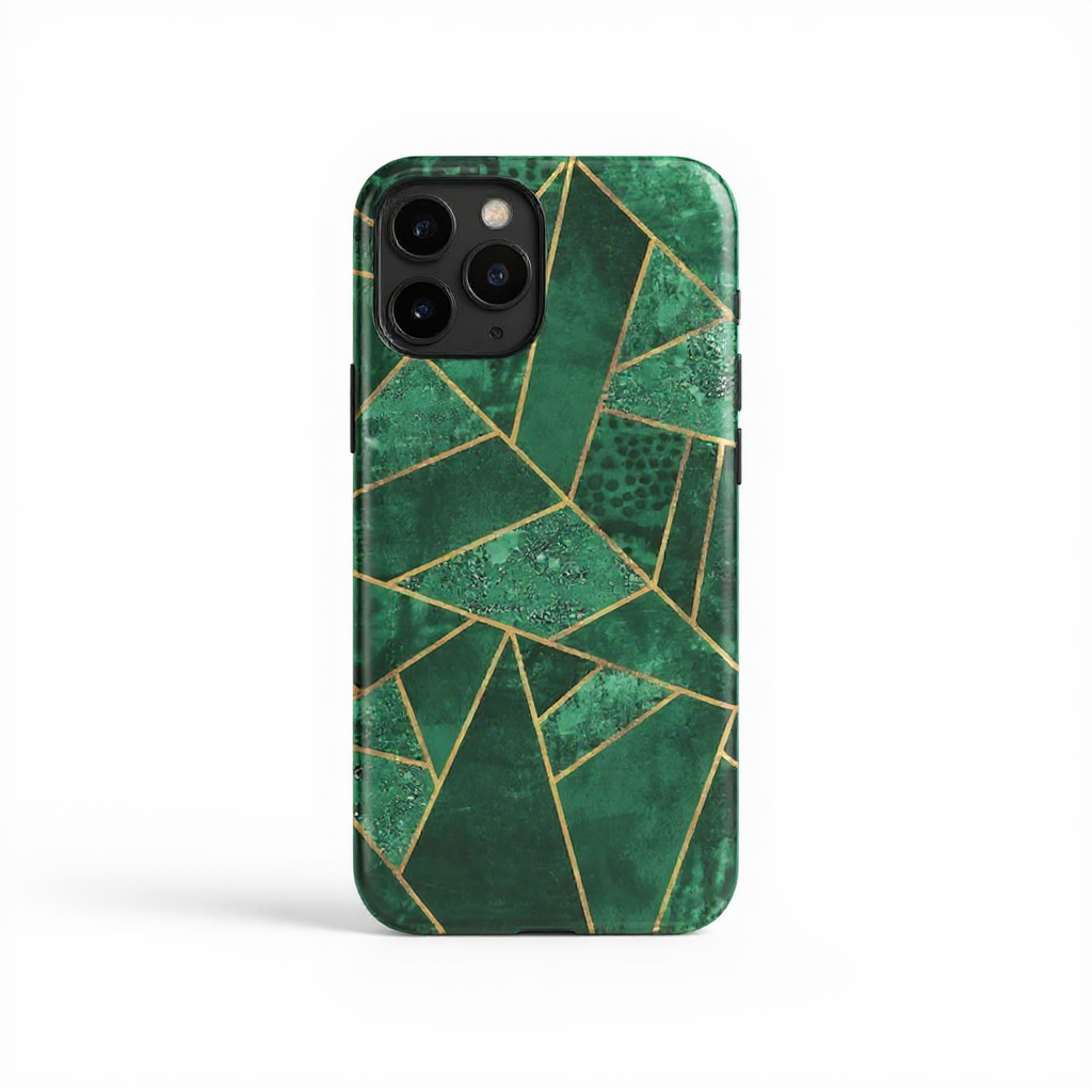 Elegant Green Geometric Design Tough Phone Case