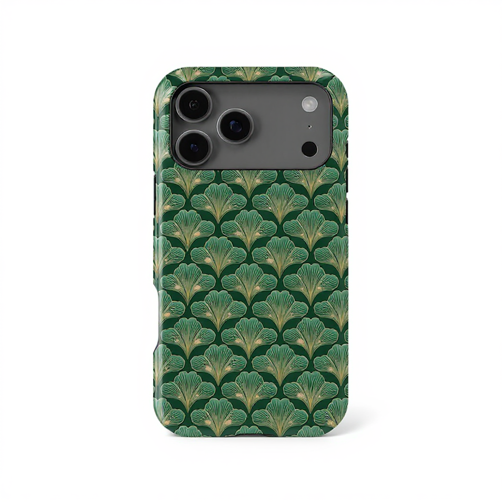 Elegant Green Leaf Pattern Tough Phone Case