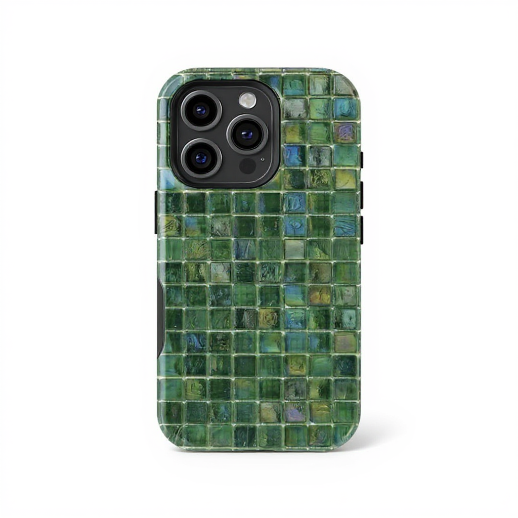 Elegant Green Mosaic Pattern Tough Phone Case