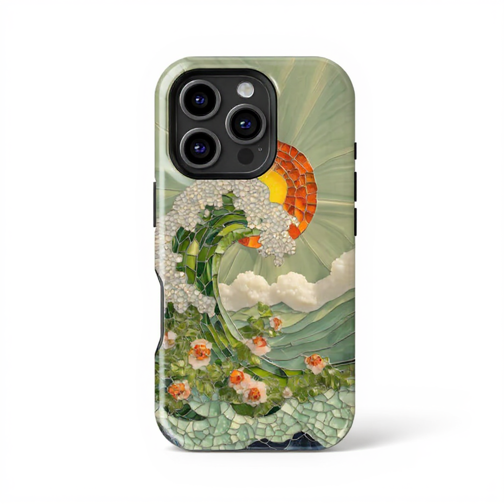 Elegant Mosaic Wave Design Tough Phone Case