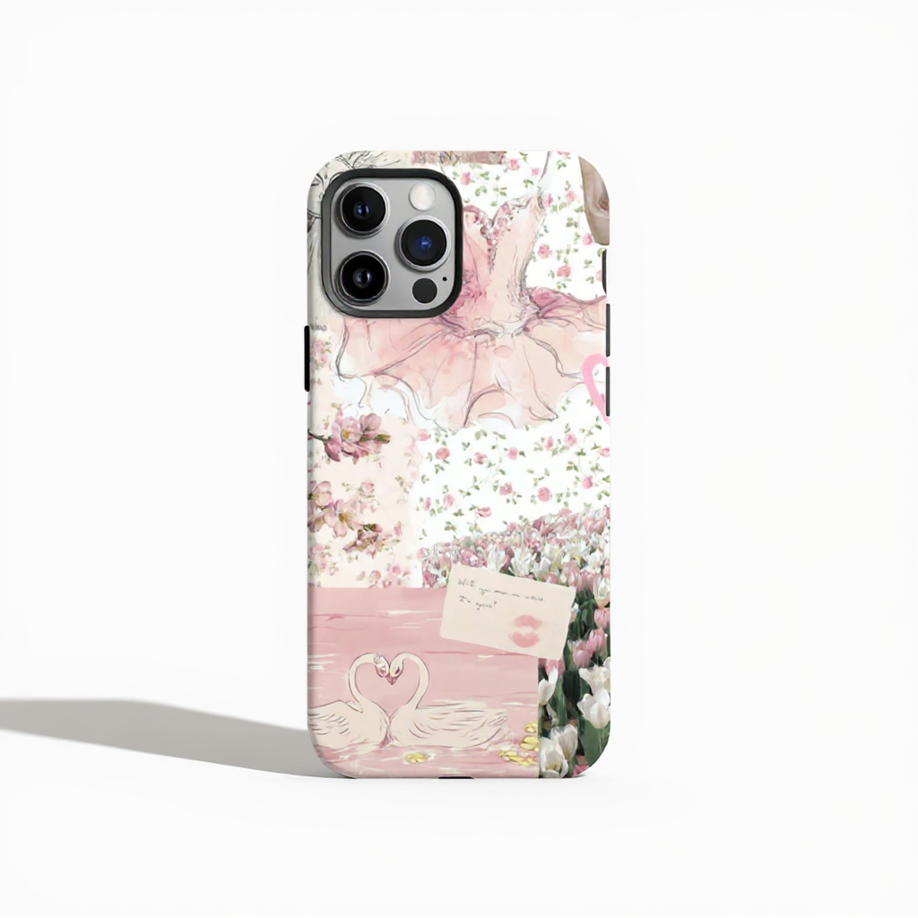 Elegant Pink Floral Ballerina Tough Phone Case