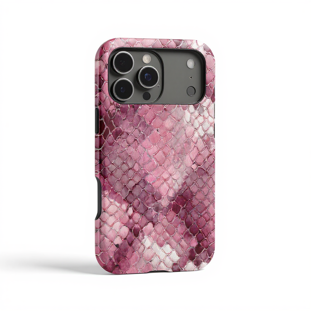 Elegant Pink Snake Skin Pattern Tough Phone Case