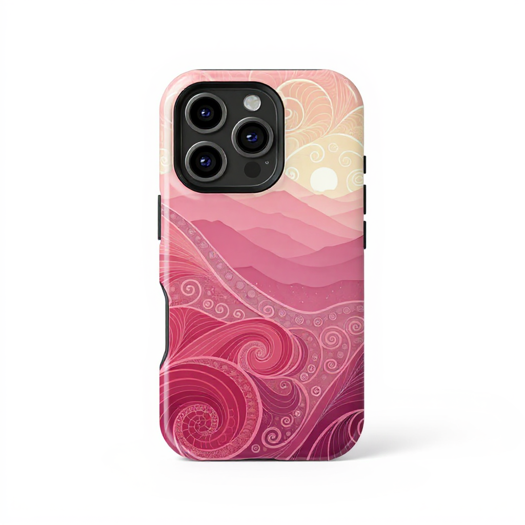 Elegant Pink Waves Design Tough Phone Case