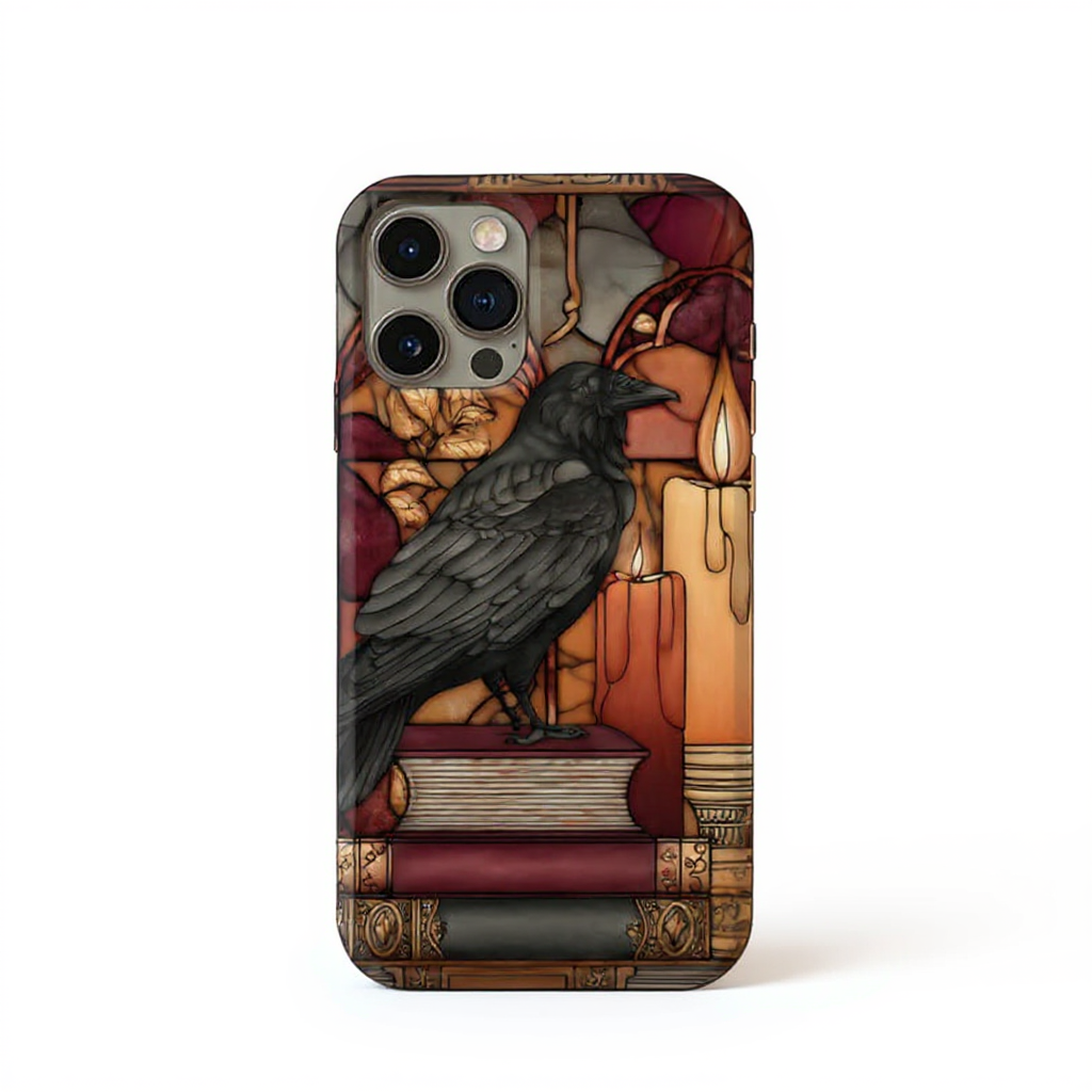 Elegant Raven and Candle Art Tough Phone Case