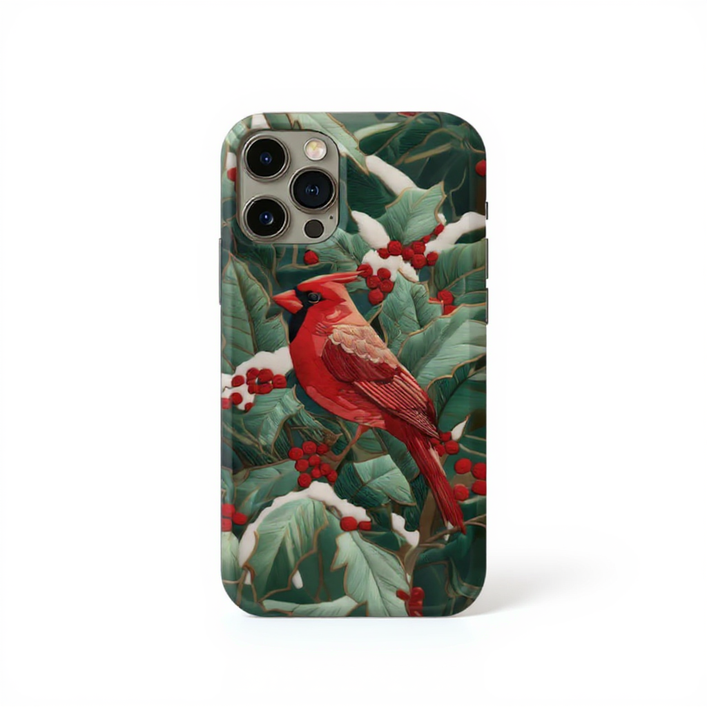 Elegant Red Cardinal Floral Tough Phone Case