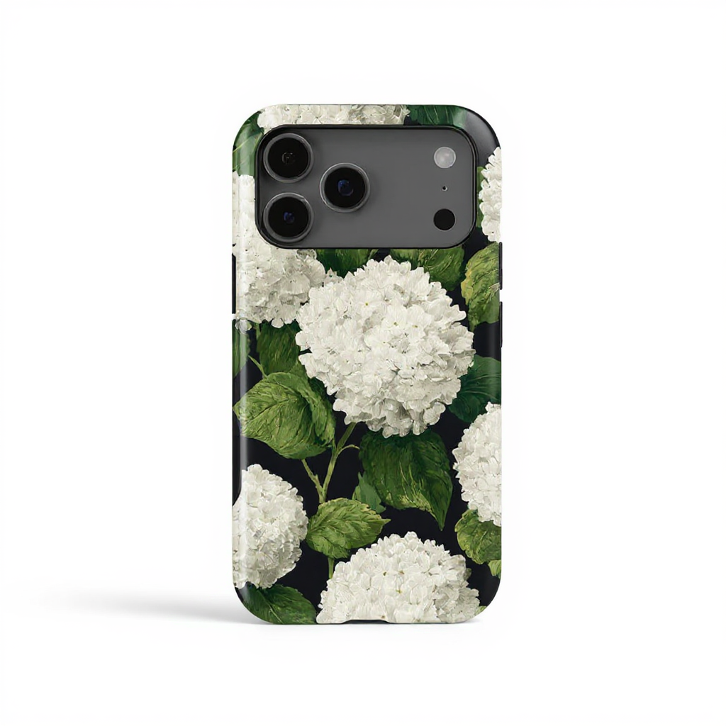 Elegant White Hydrangea Floral Tough Phone Case