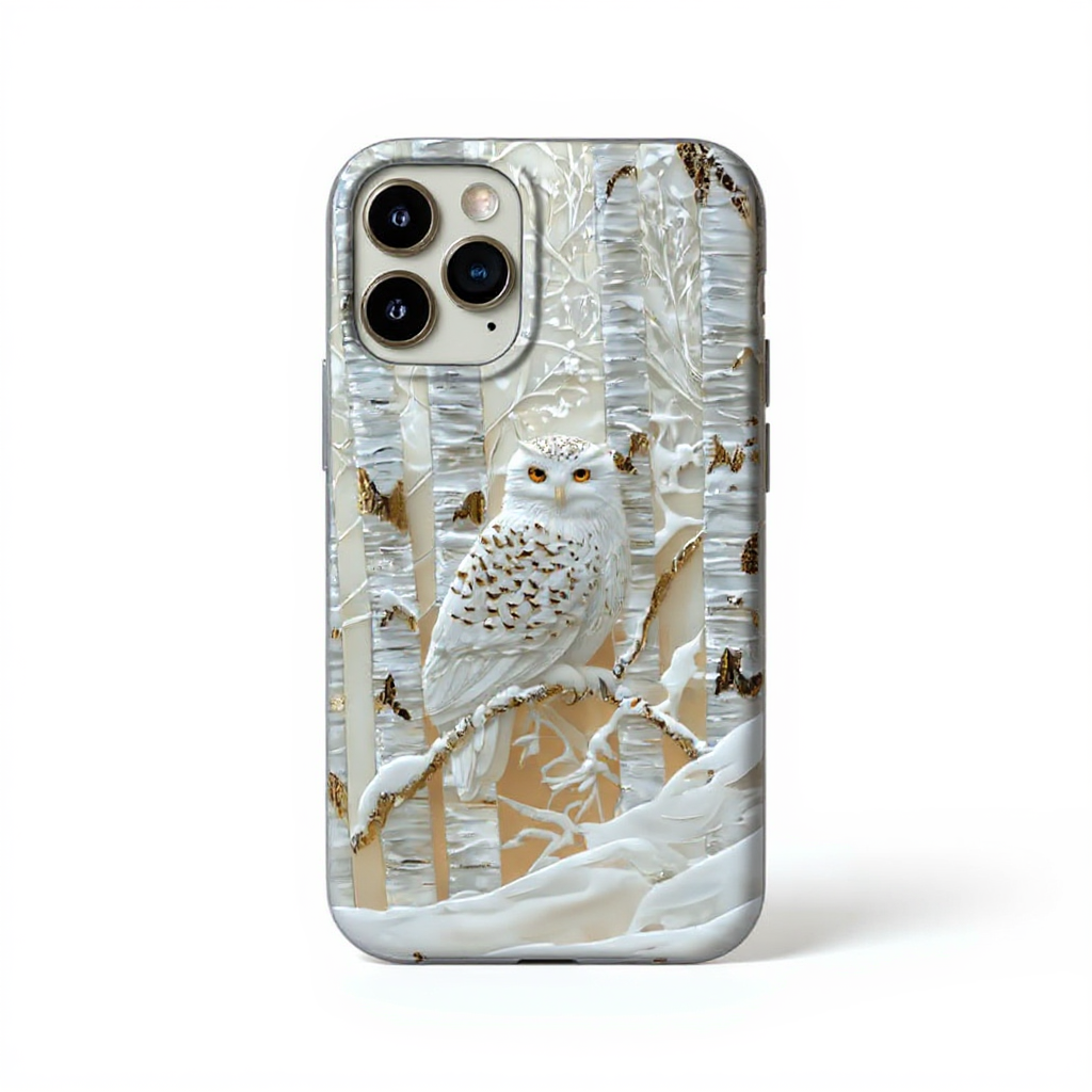 Elegant White Owl among Birch Trees Tough Phone Case