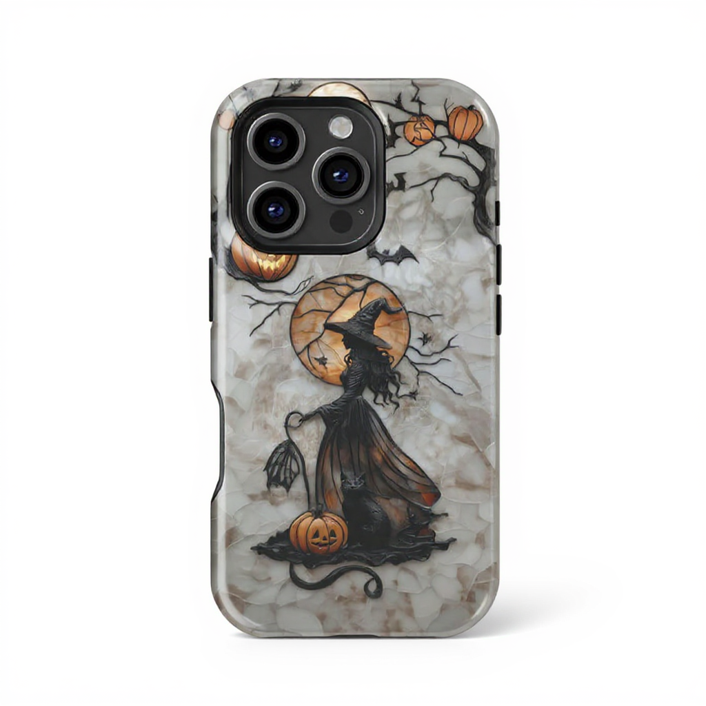 Enchanting Witch and Pumpkin Art Tough Phone Case