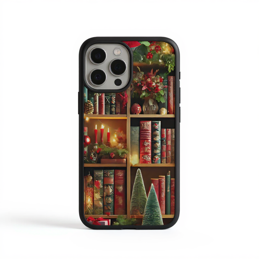 Festive Christmas Bookshelf Aesthetic Tough Phone Case
