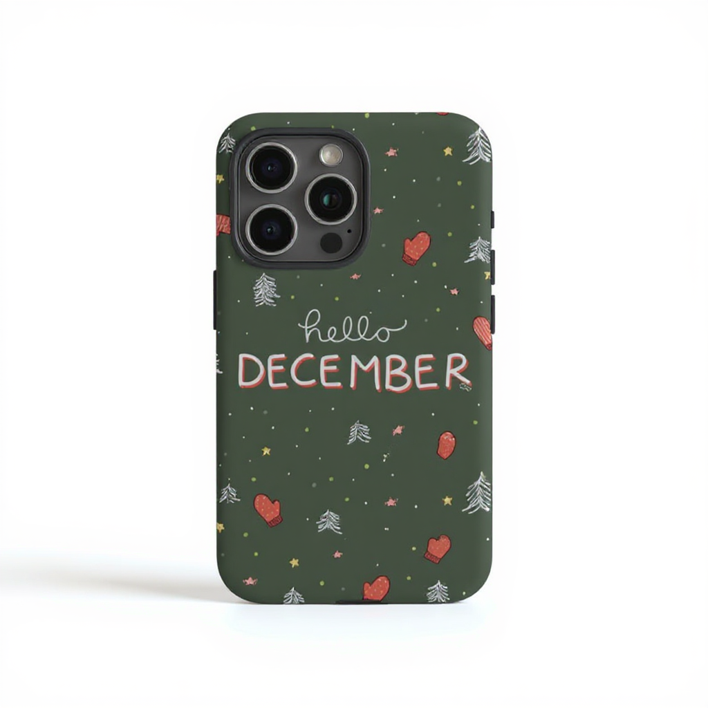 Festive Green December Hello Tough Phone Case