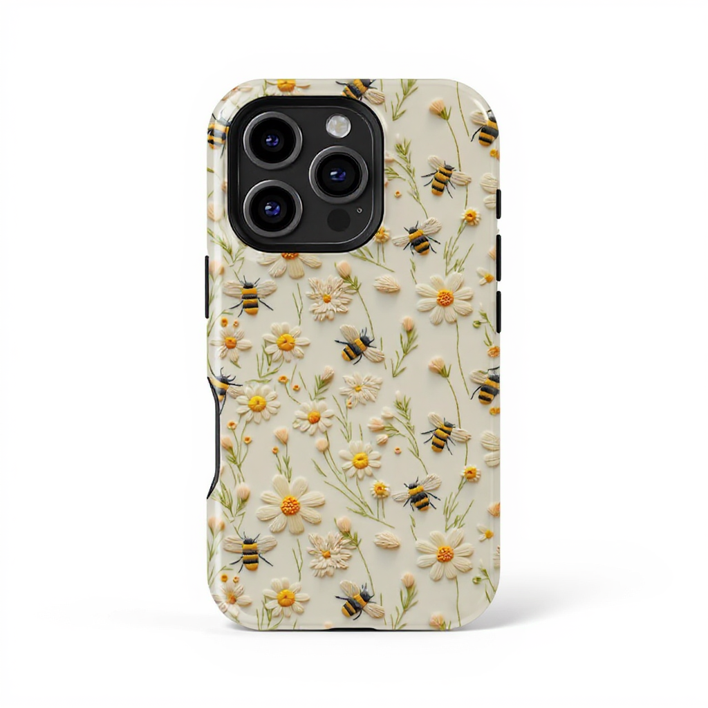 Floral Bee Design Tough Phone Case