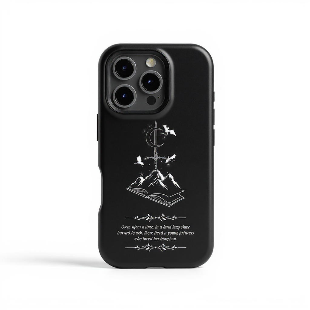 Mystical Book and Mountains Design Tough Phone Case