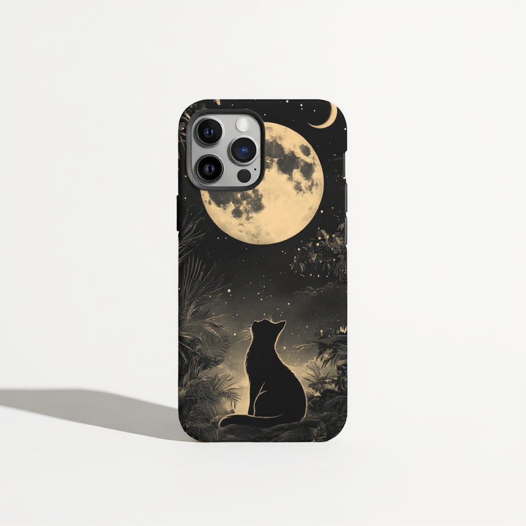 Mystical Cat Under Moonlight Tough Phone Case