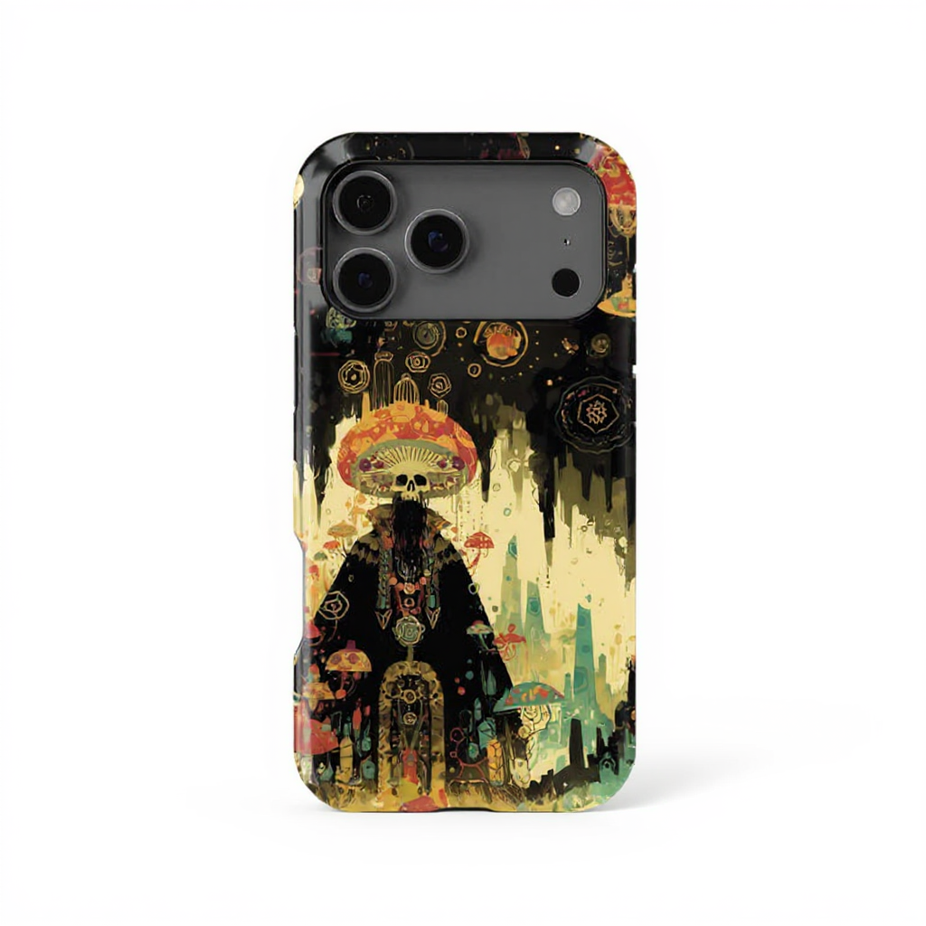 Mystical Skull and Mushroom Art Tough Phone Case