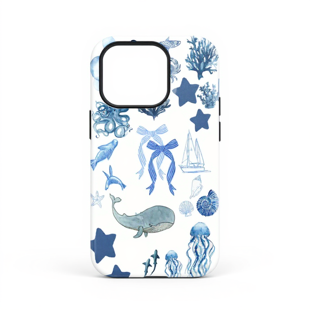 Nautical Blue Sea Life Design Tough Phone Case