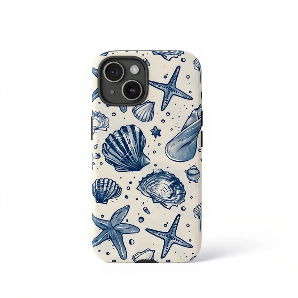 Nautical Seashells Blue Pattern Tough Phone Case