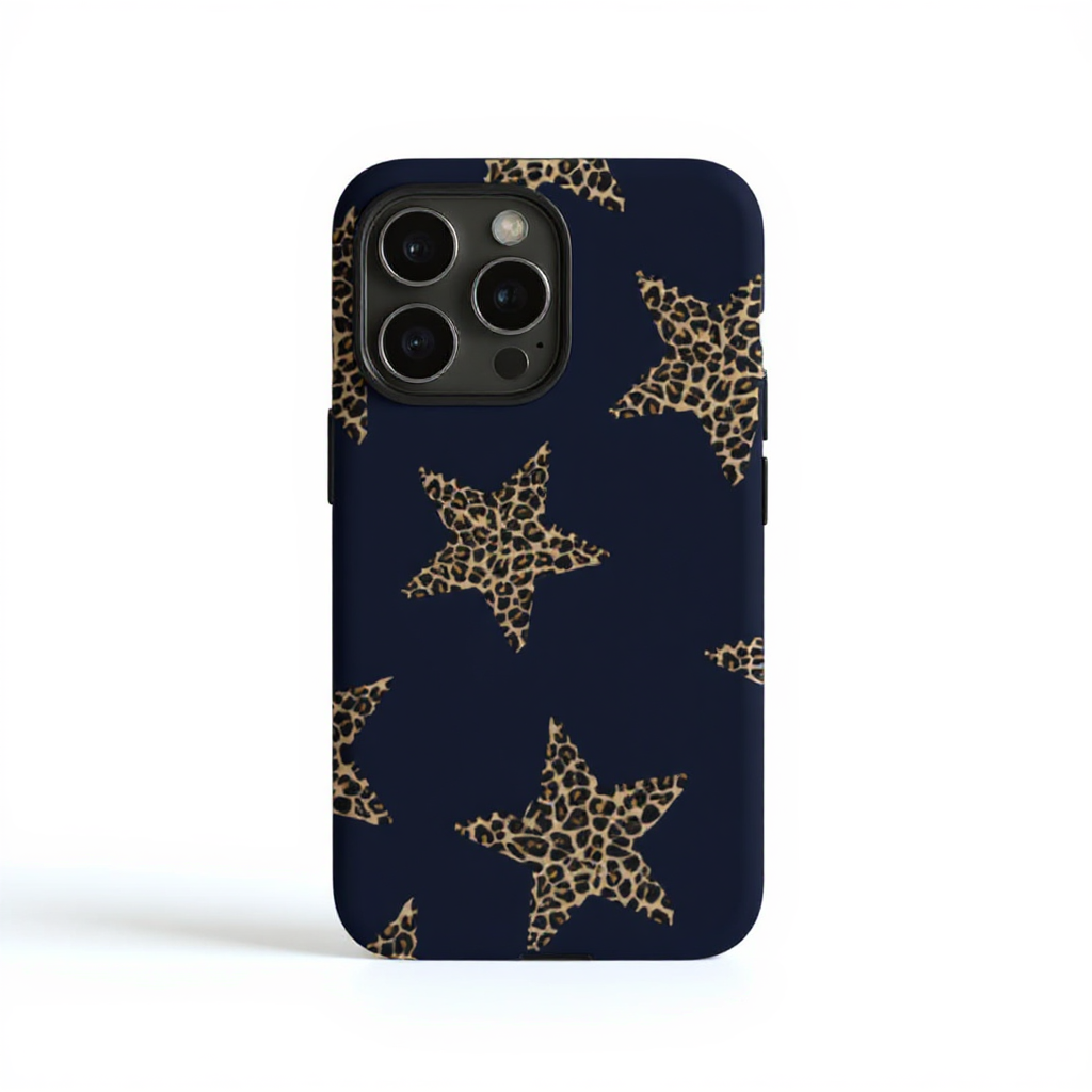 Navy Leopard Star Pattern Tough Phone Case