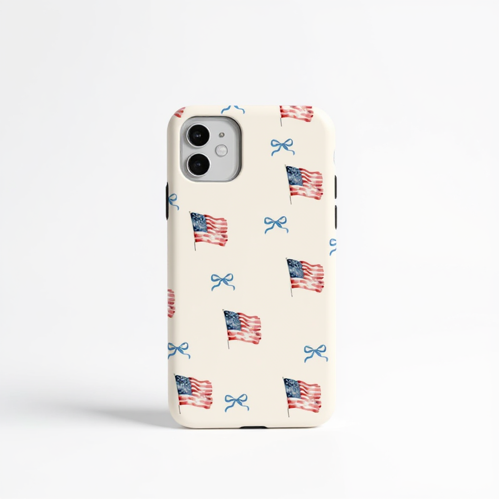 Patriotic American Flag and Bow Design Tough Phone Case