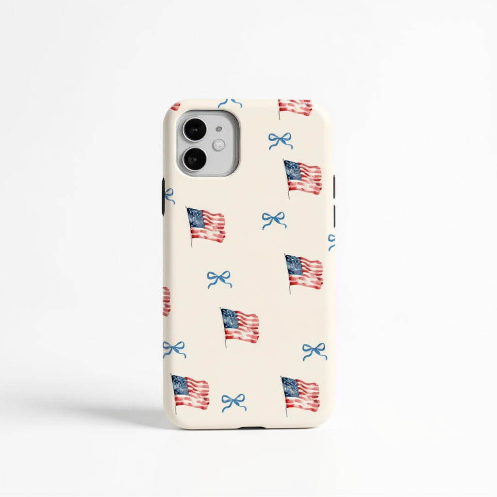 Patriotic Flag and Bow Design Tough Phone Case