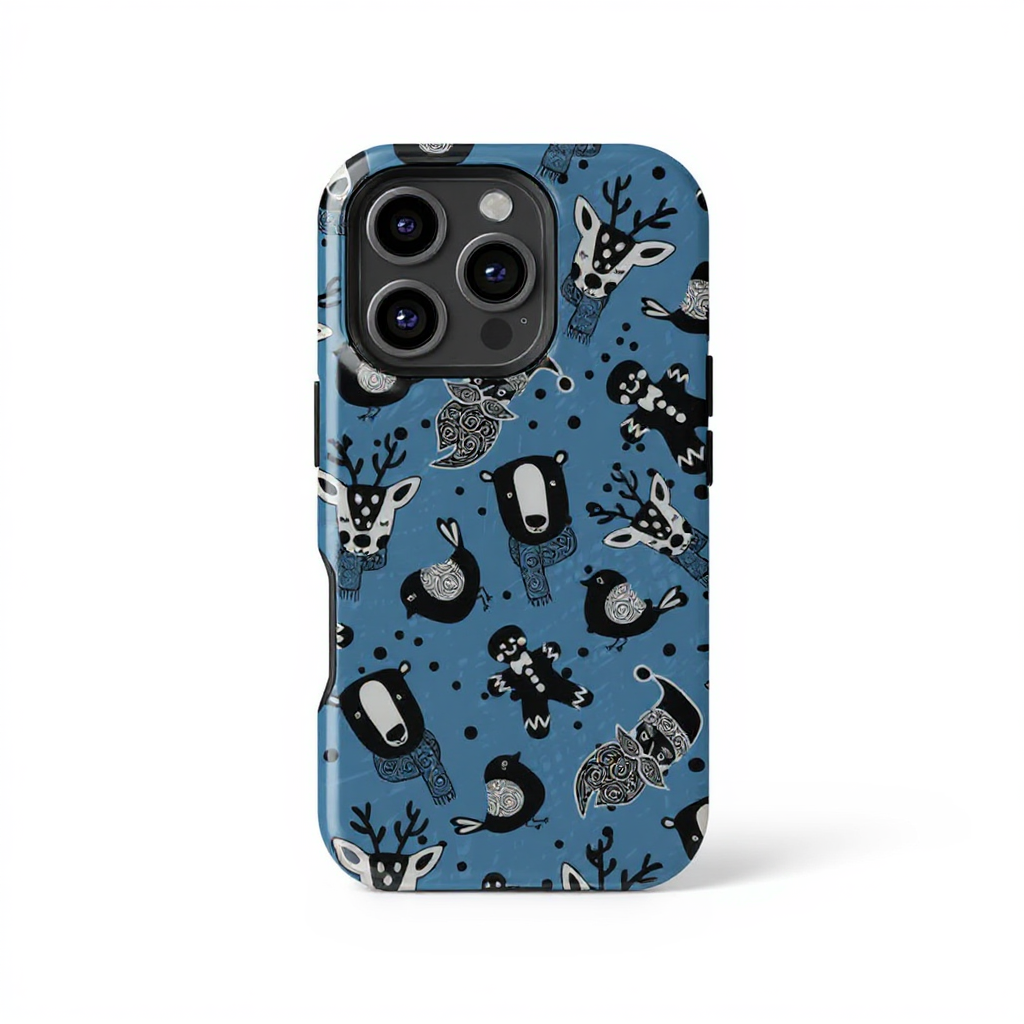 Playful Animal Pattern Tough Phone Case