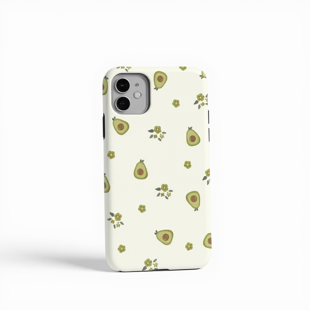 Playful Avocado and Floral Print Tough Phone Case