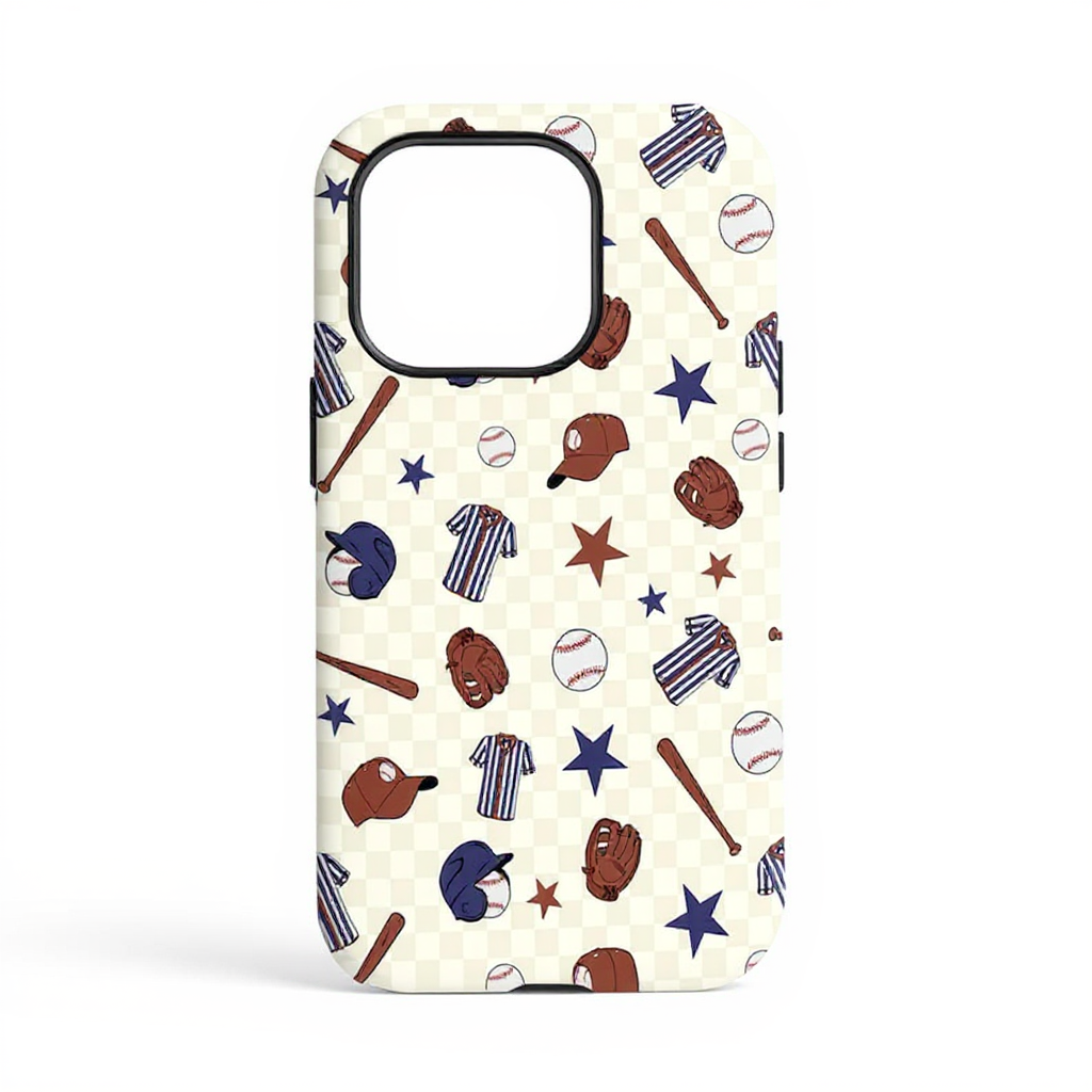 Playful Baseball Pattern Tough Phone Case