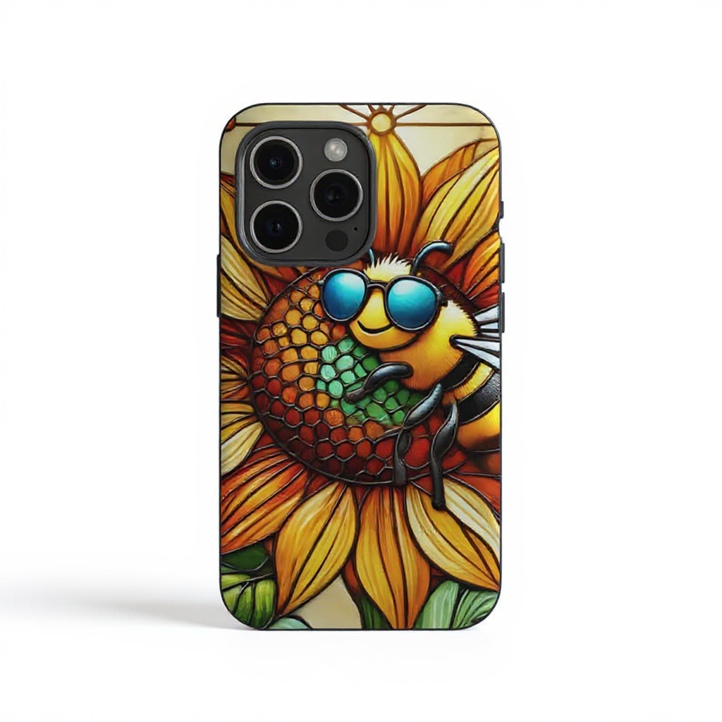 Playful Bee and Sunflower Art Tough Phone Case