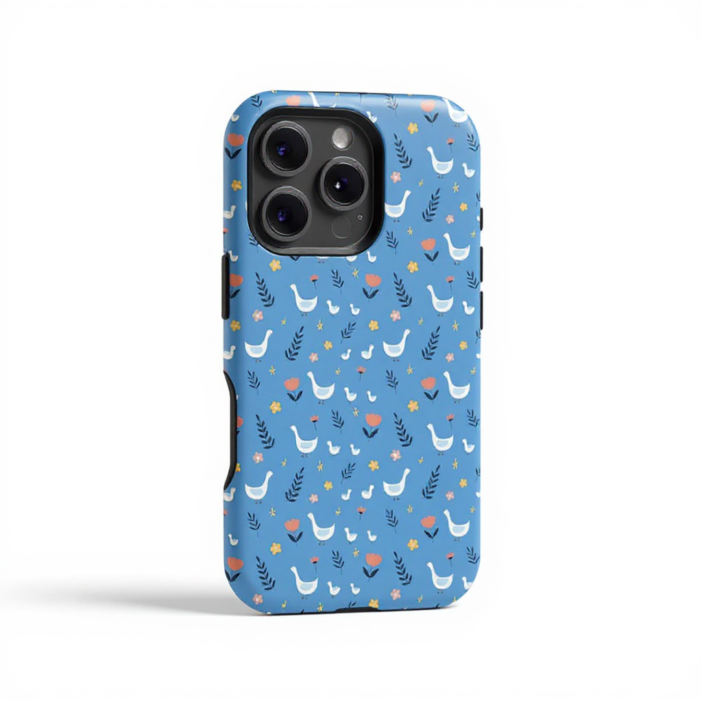 Playful Blue Bird Floral Tough Phone Case
