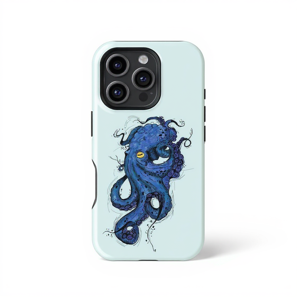 Playful Blue Octopus Art Tough Phone Case