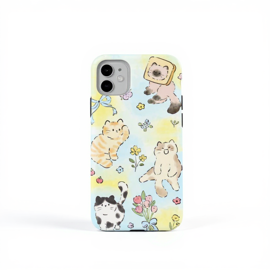Playful Cat Illustrations Tough Phone Case