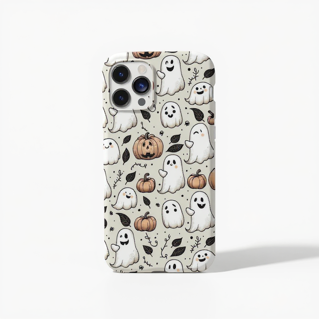 Playful Ghost and Pumpkin Design Tough Phone Case