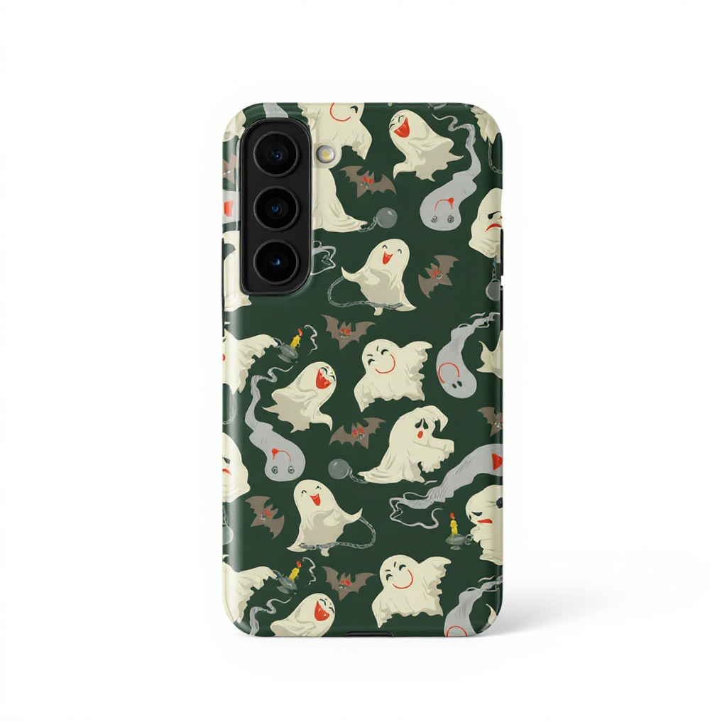 Playful Ghosts and Bats Pattern Tough Phone Case
