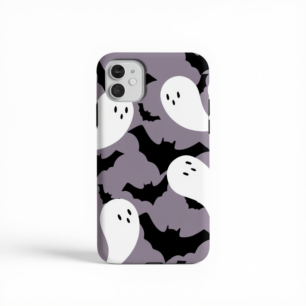 Playful Ghosts and Bats Pattern Tough Phone Case