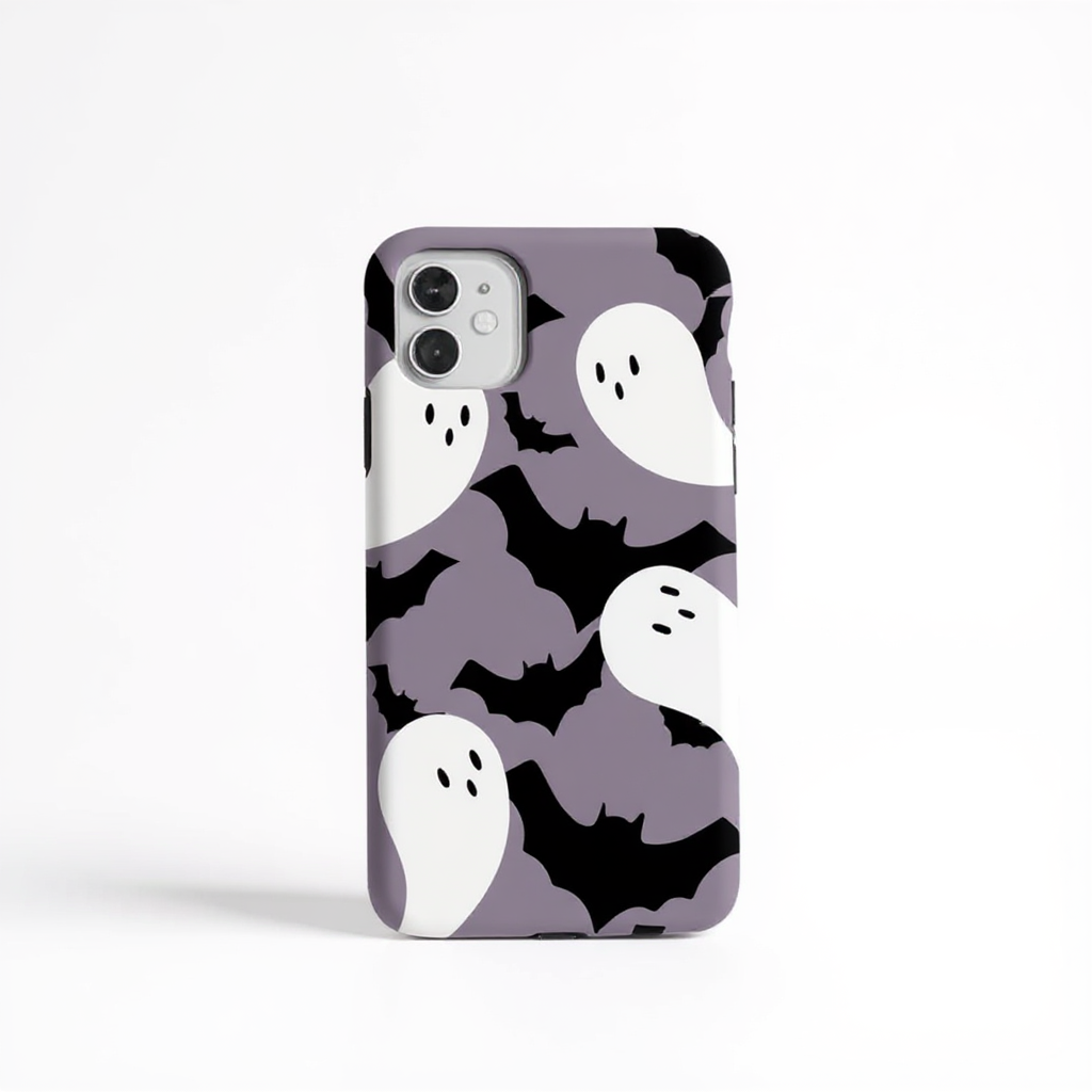 Playful Ghosts and Bats Pattern Tough Phone Case