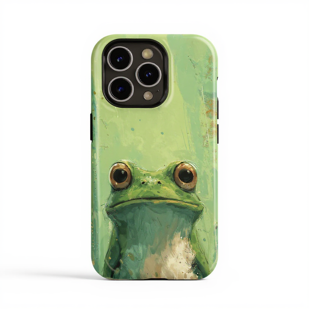 Playful Green Frog Art Tough Phone Case