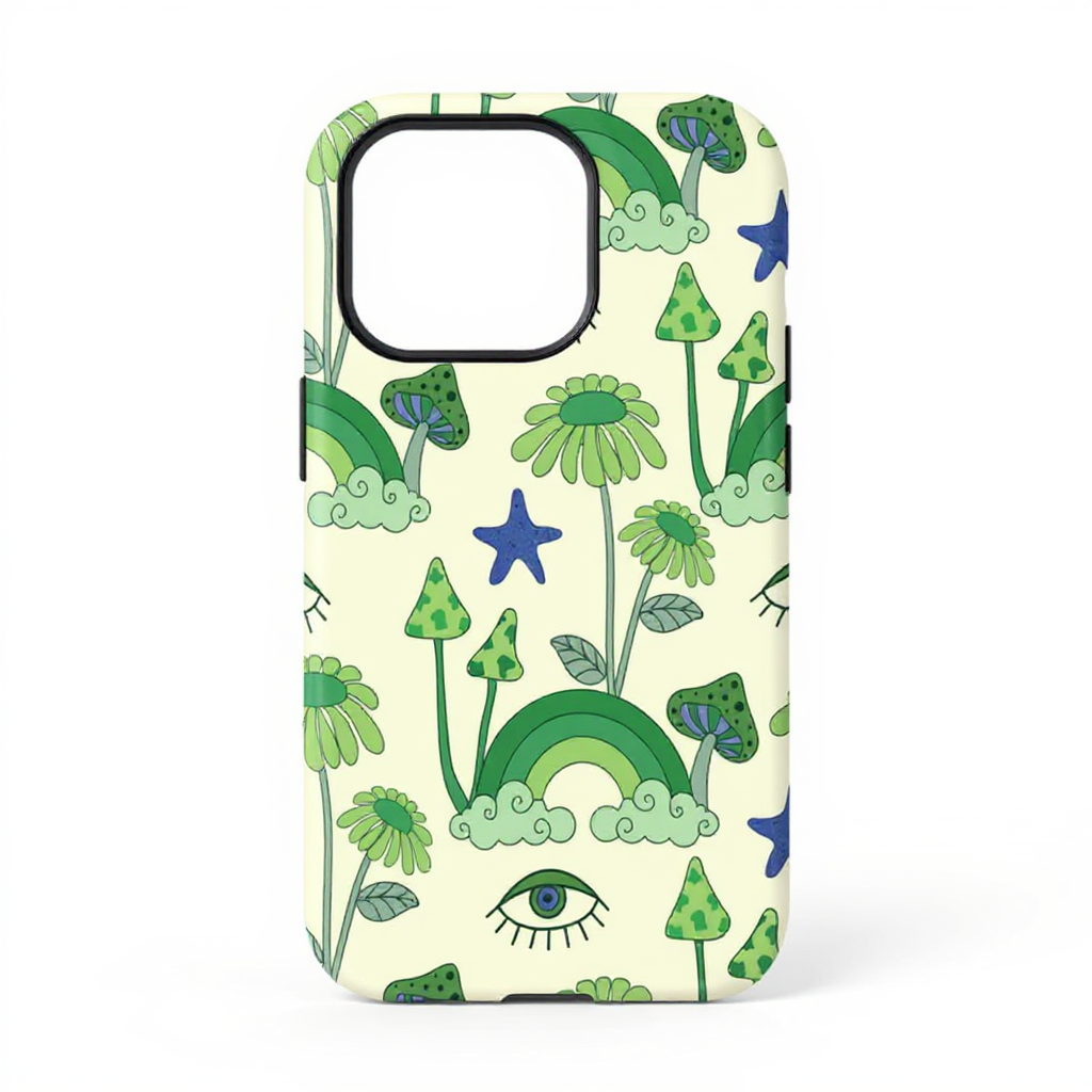 Playful Green Nature Art Tough Phone Case