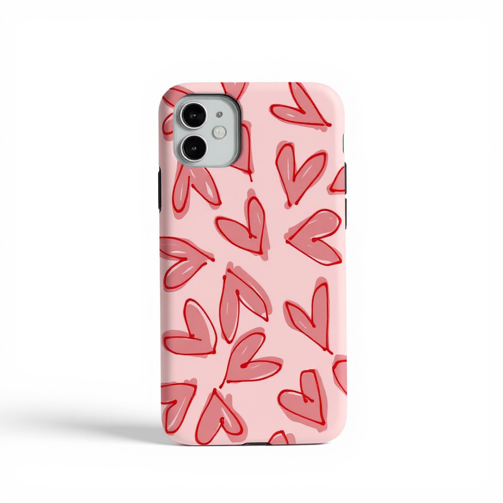 Playful Heart Pattern Pink Tough Phone Case
