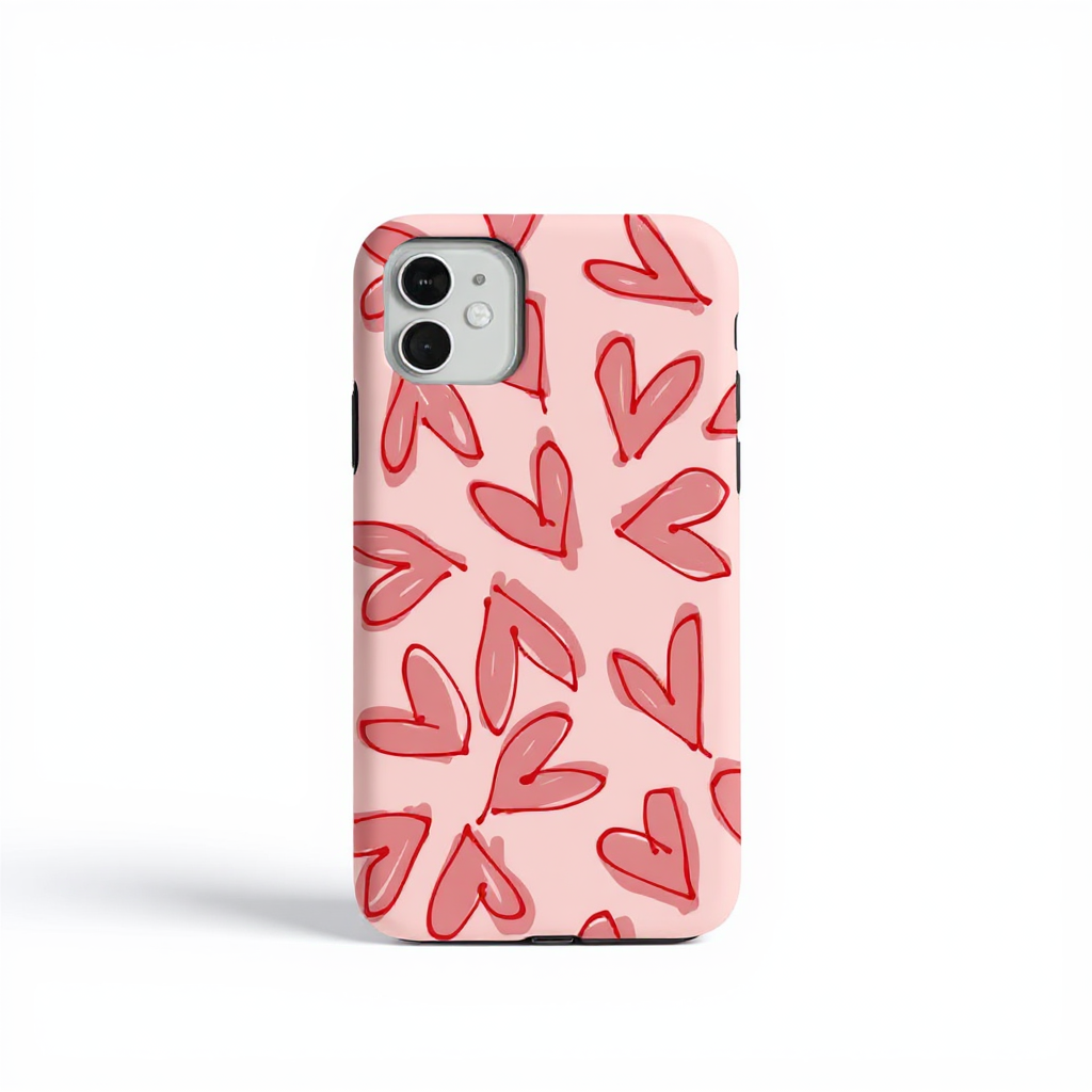 Playful Heart Pattern Tough Phone Case