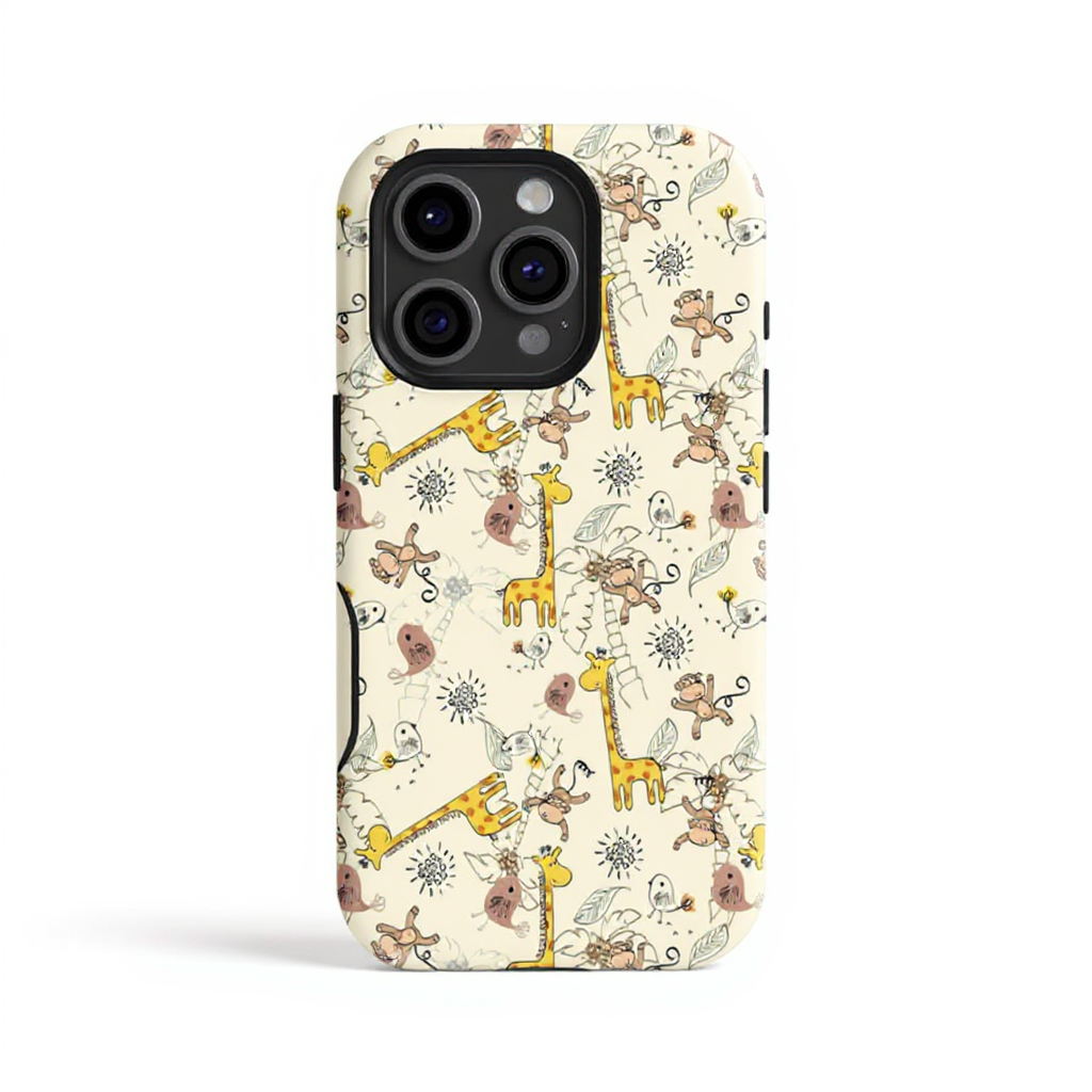 Playful Jungle Animals Pattern Tough Phone Case