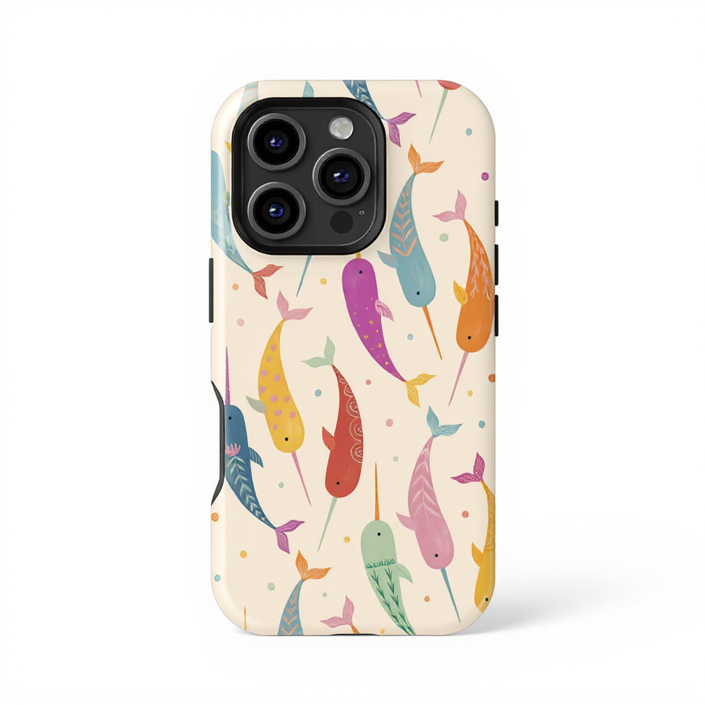 Playful Narwhal Pattern Tough Phone Case