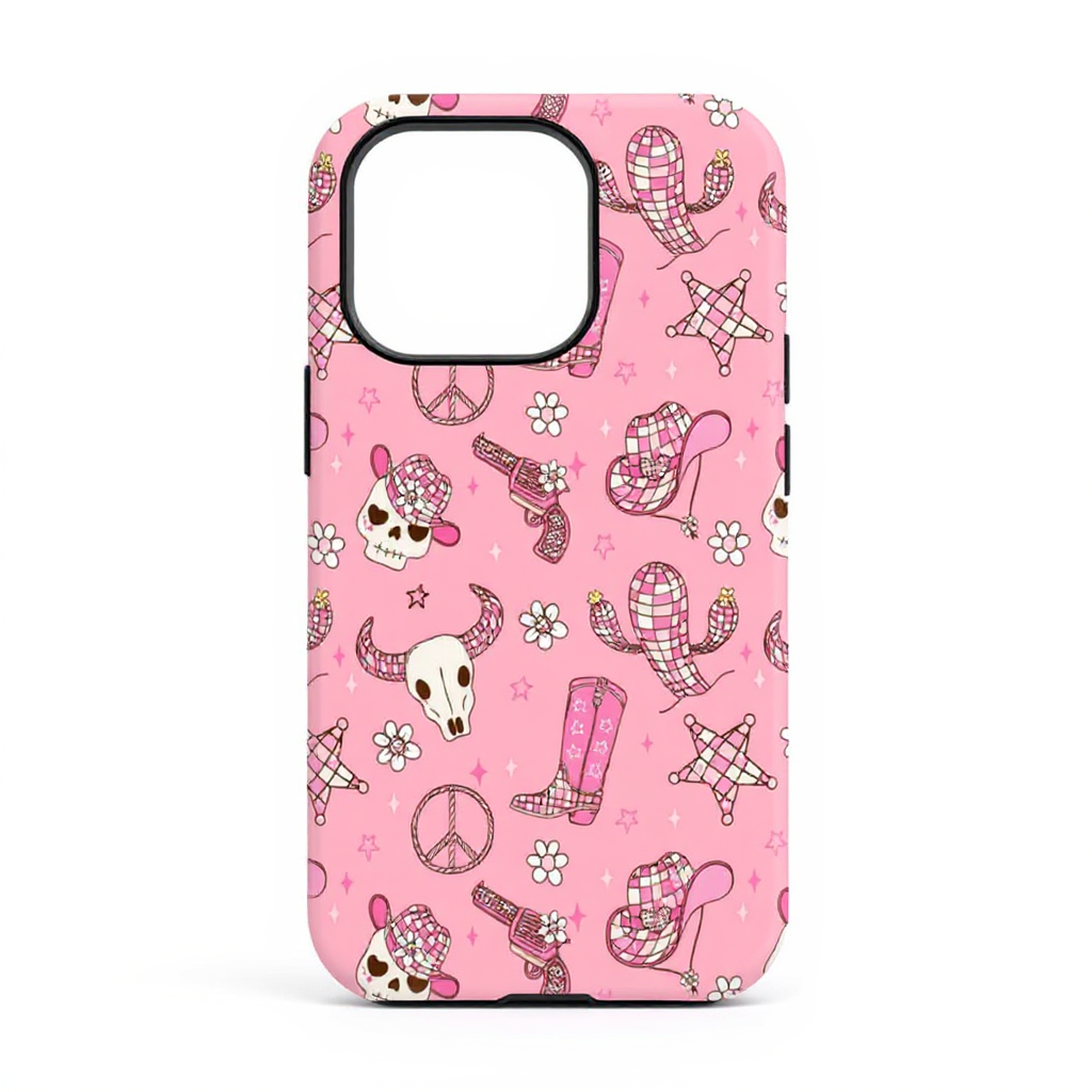 Playful Pink Western Print Tough Phone Case