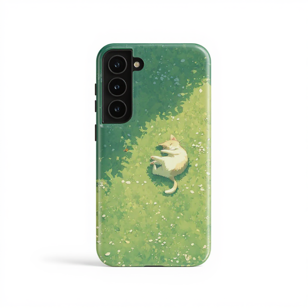 Playful Sleeping Cat Art Tough Phone Case