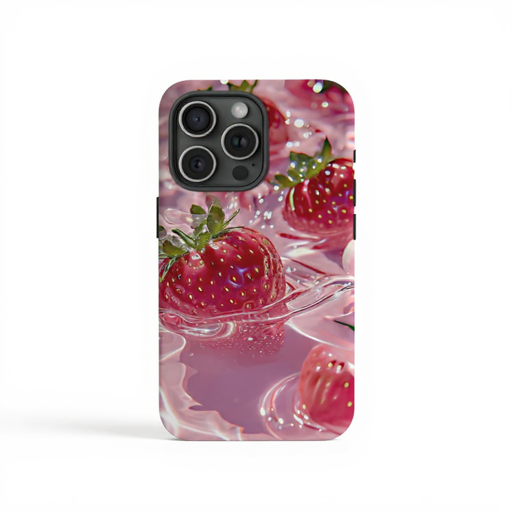 Playful Strawberry Splash Tough Phone Case