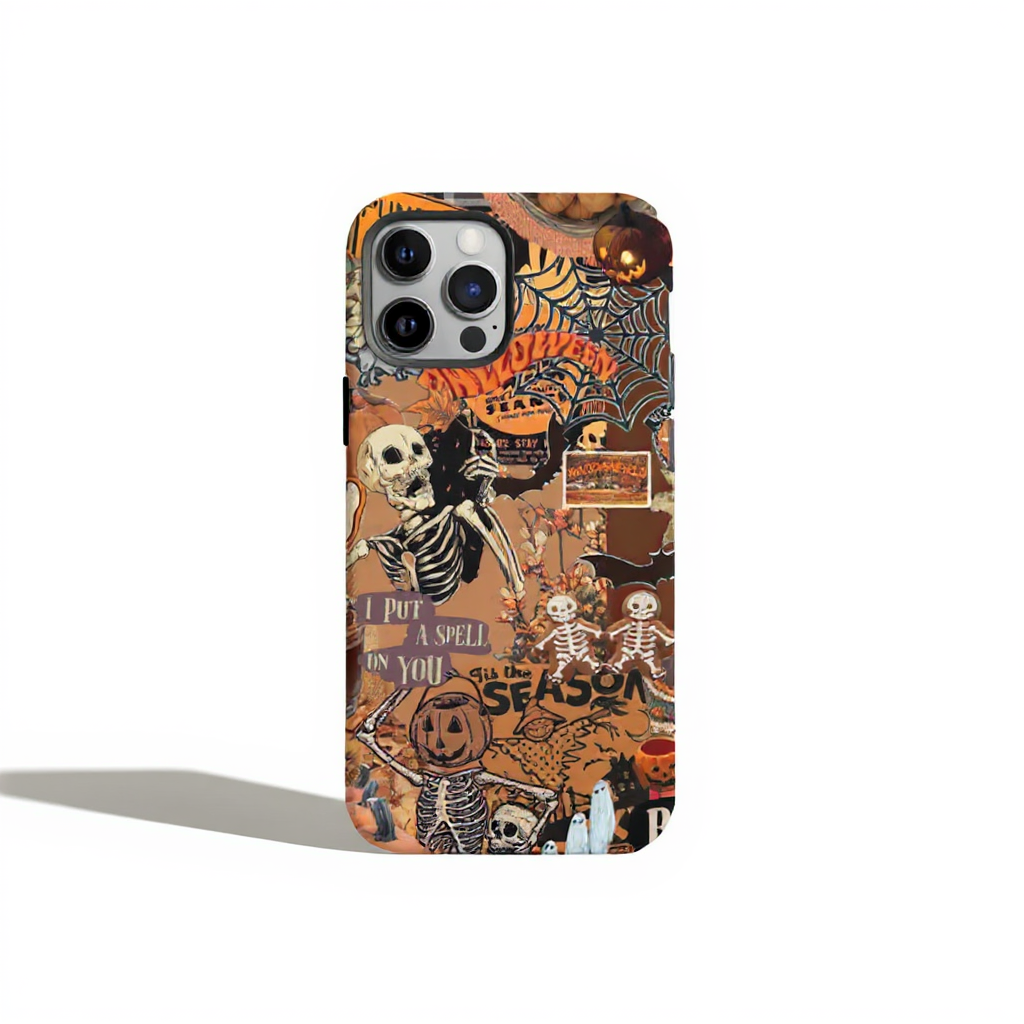 Spooky Halloween Skeleton Art Tough Phone Case